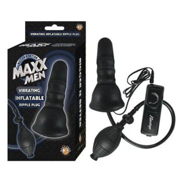 Maxx Men Inflatable Vibrating Ripple Plug - Black