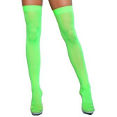 Bewicked - Opaque Nylon Thigh Highs - Neon Green