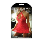 Lenceria Vixen - Hot Blooded Lace Dress & G-string - Red 