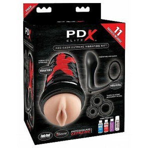 PDX Elite Ass-Gasm Extreme Silicone Vibrating Kit - Black