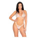 Leg Avenue Sheer Butterfly Applique Bra Top and G-String Panty - Large - Multicolor