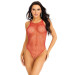 Leg Avenue Industrial Net Snap Crotch Tank Bodysuit - O/S - Red