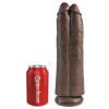 King Cock 11" Two Cocks One Hole - Brown