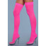 Bewicked - Opaque Nylon Thigh Highs - Neon Pink