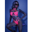Glow - Lights Off Lace Halter Bralette & Matching Cage Panty M/L - Neon Pink