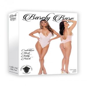 BARELY BARE - CROTCHLESS MESH TEDDY - PEACH - OS
